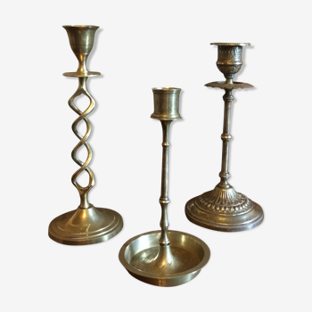 Three old candlesticks