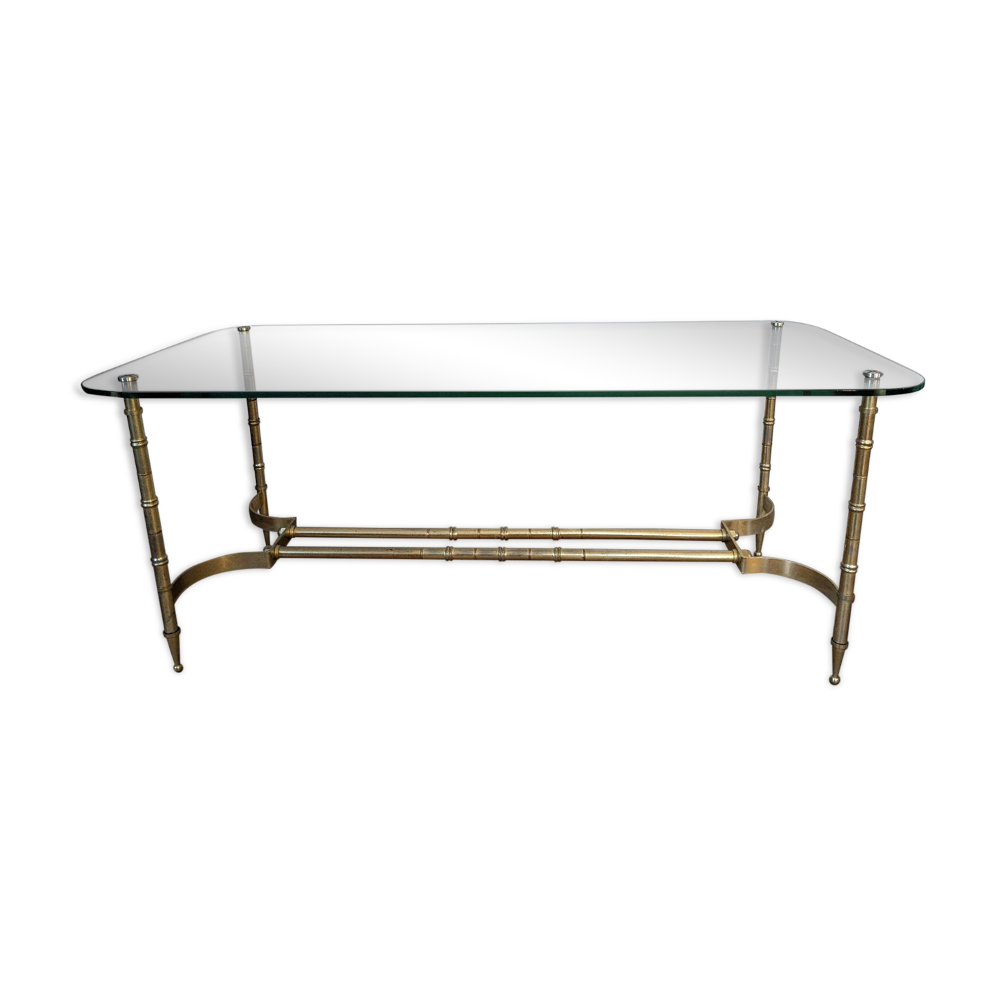 Designer coffee table in gold metal in bamboo style dlg rings