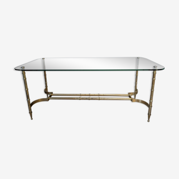 Designer coffee table in bamboo-style gold metal dlg bagues