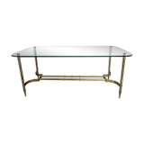 Table basse design en métal doré façon bambou dlg bagues