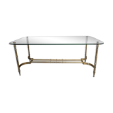 Designer coffee table in gold metal in bamboo style dlg rings