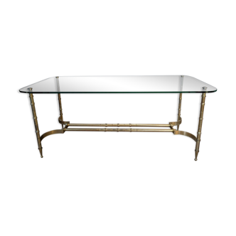 Designer coffee table in gold metal in bamboo style dlg rings