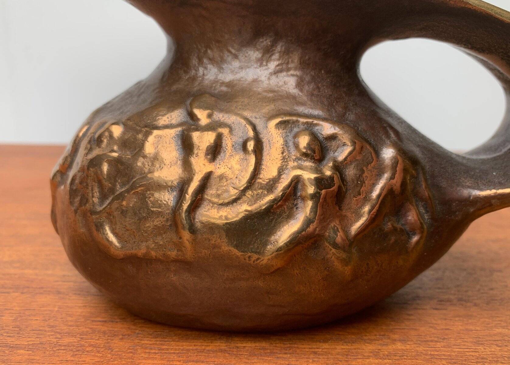 Brutalist Vintage German Bronze Decorative Carafe by Gilde