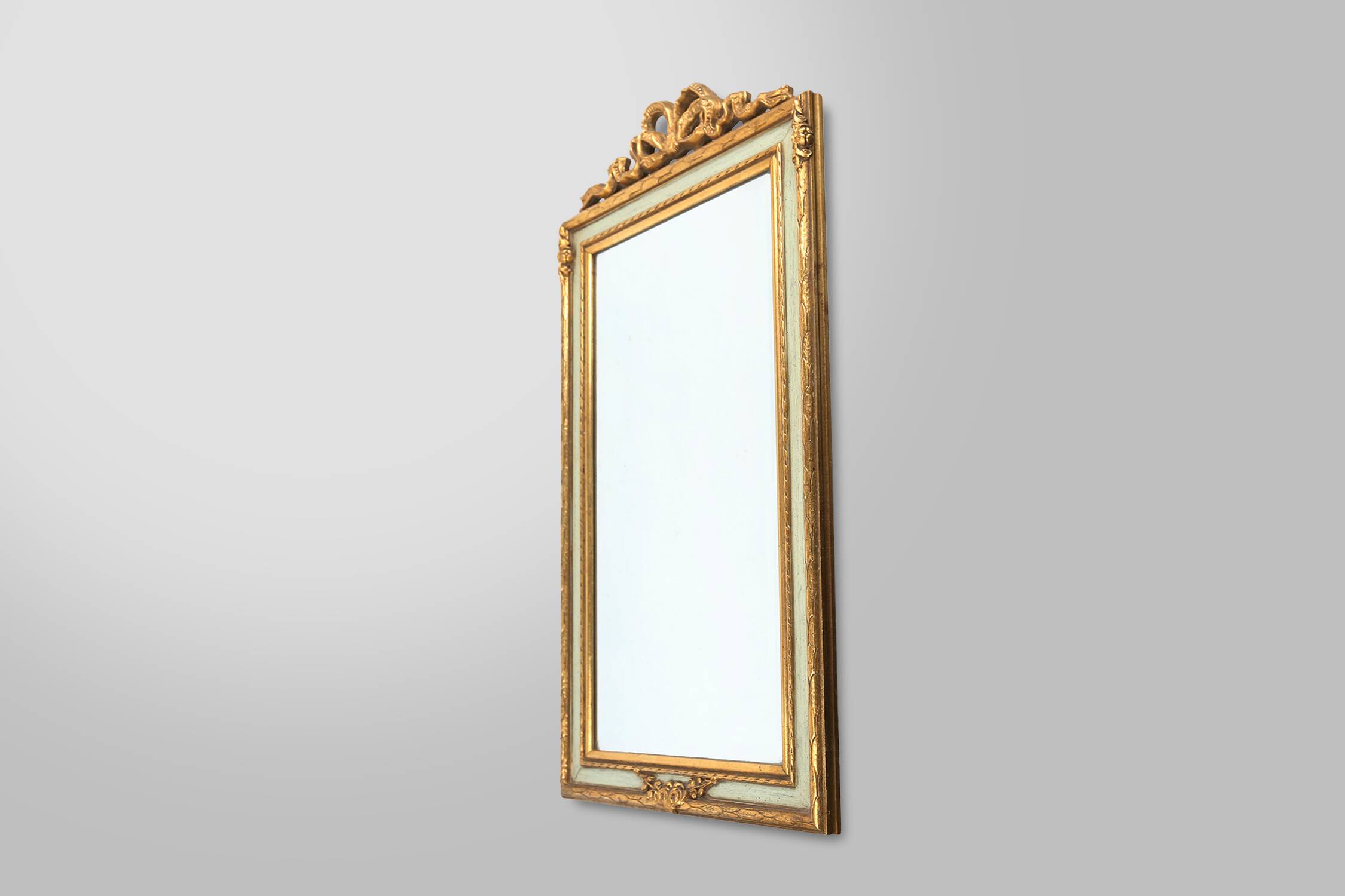 Classic baroque rococo mirror, romantically decorated 18th century style frame, France 1950s