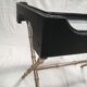 Table d'appoint vintage en laiton et cuir par Jacques Adnet 1950