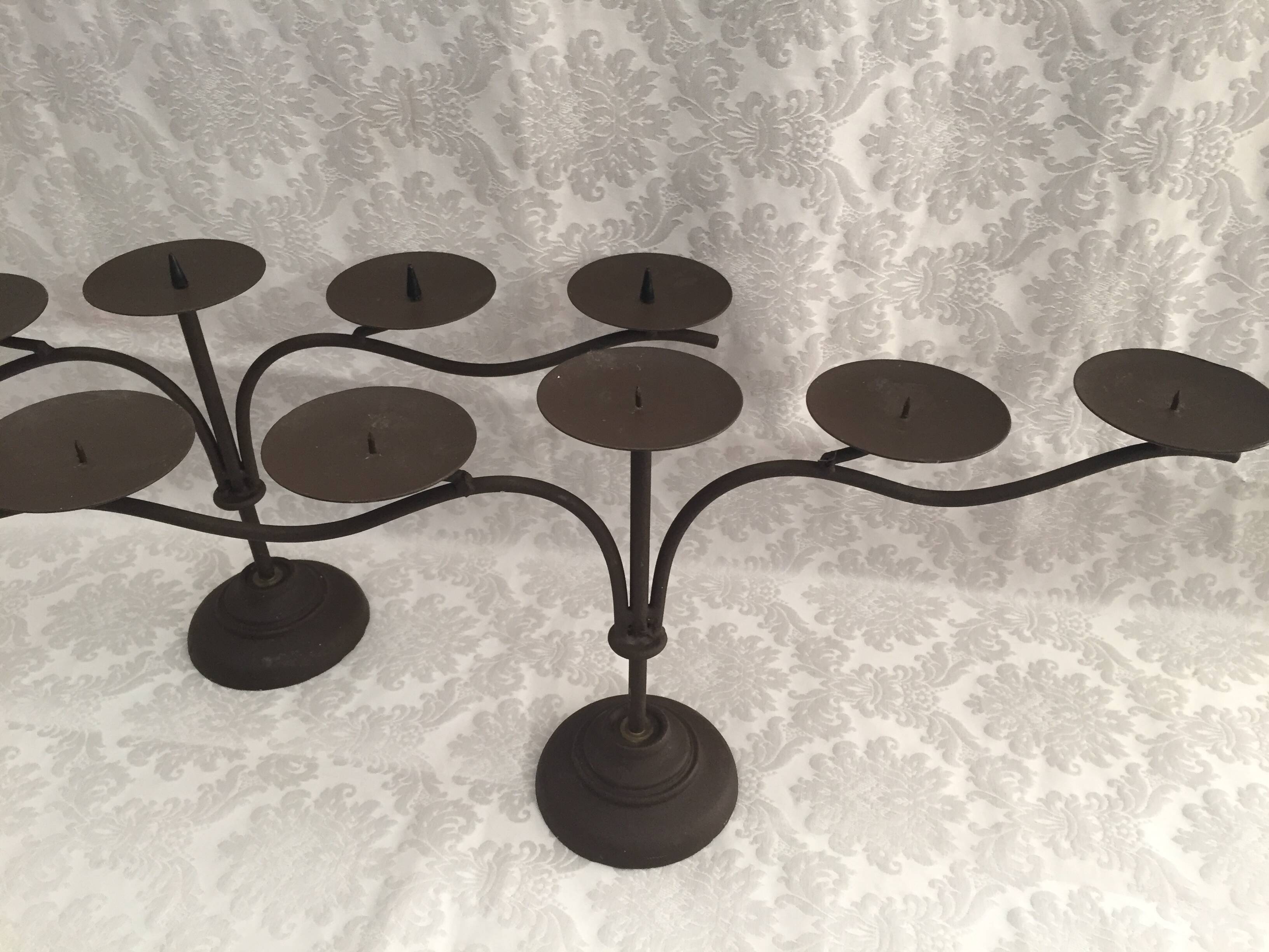 Pair of candle holders candlesticks candelabras cast iron candlesticks
