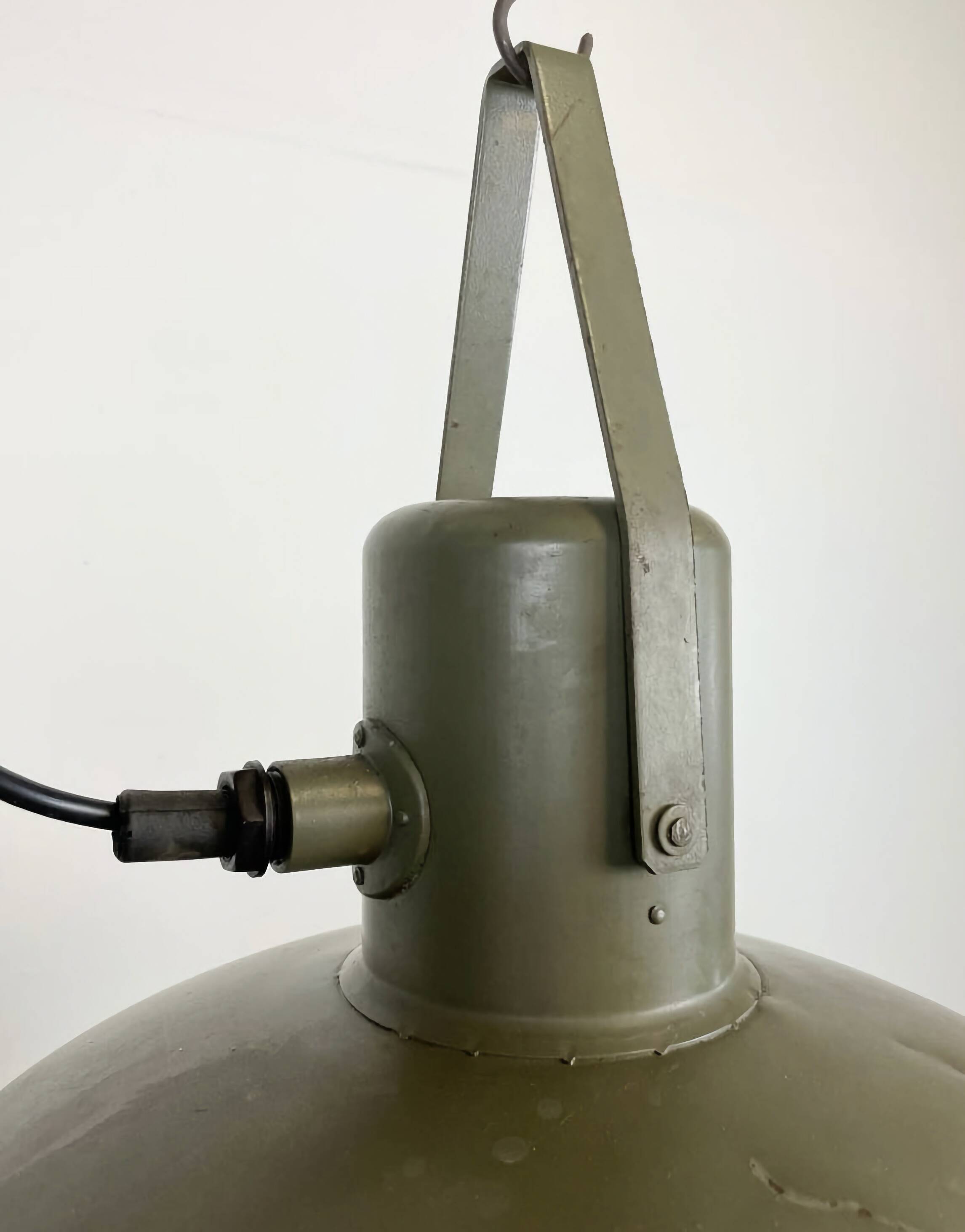 Vintage Green Army Pendant Lamp, 1960s