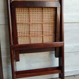 Vintage folding cane and wood chairs
