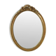 Miroir ovale vintage en résine dorée à la feuille d'or, style années 60. Classique.
