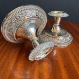 Silver-plated metal candlesticks from the 1980s.