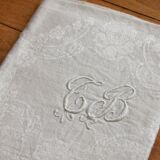 8 antique napkins in monogrammed and damask white linen