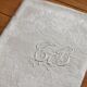 8 antique napkins in monogrammed and damask white linen