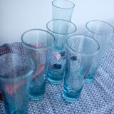 Six Biot glass orange glasses