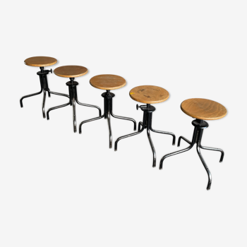 Set of 5 flambo adjustable industrial stools