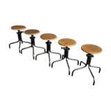 Set of 5 flambo adjustable industrial stools