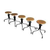 Set of 5 flambo adjustable industrial stools