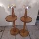 Vintage 1970 wooden pedestal ashtray with shelf