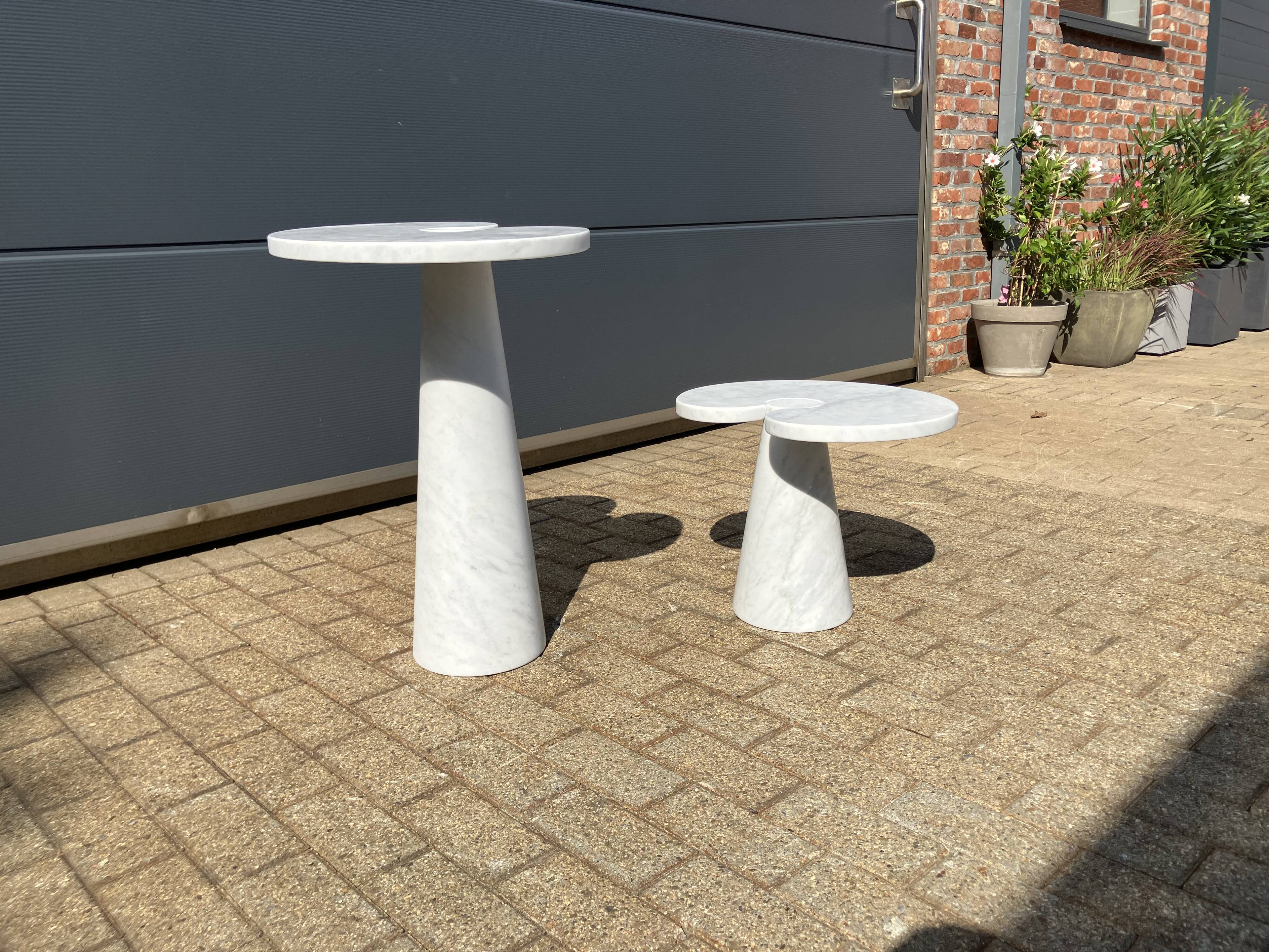 2x Eros Side table Angelo Mangiarotti Carrara marmer Nieuwstaat!