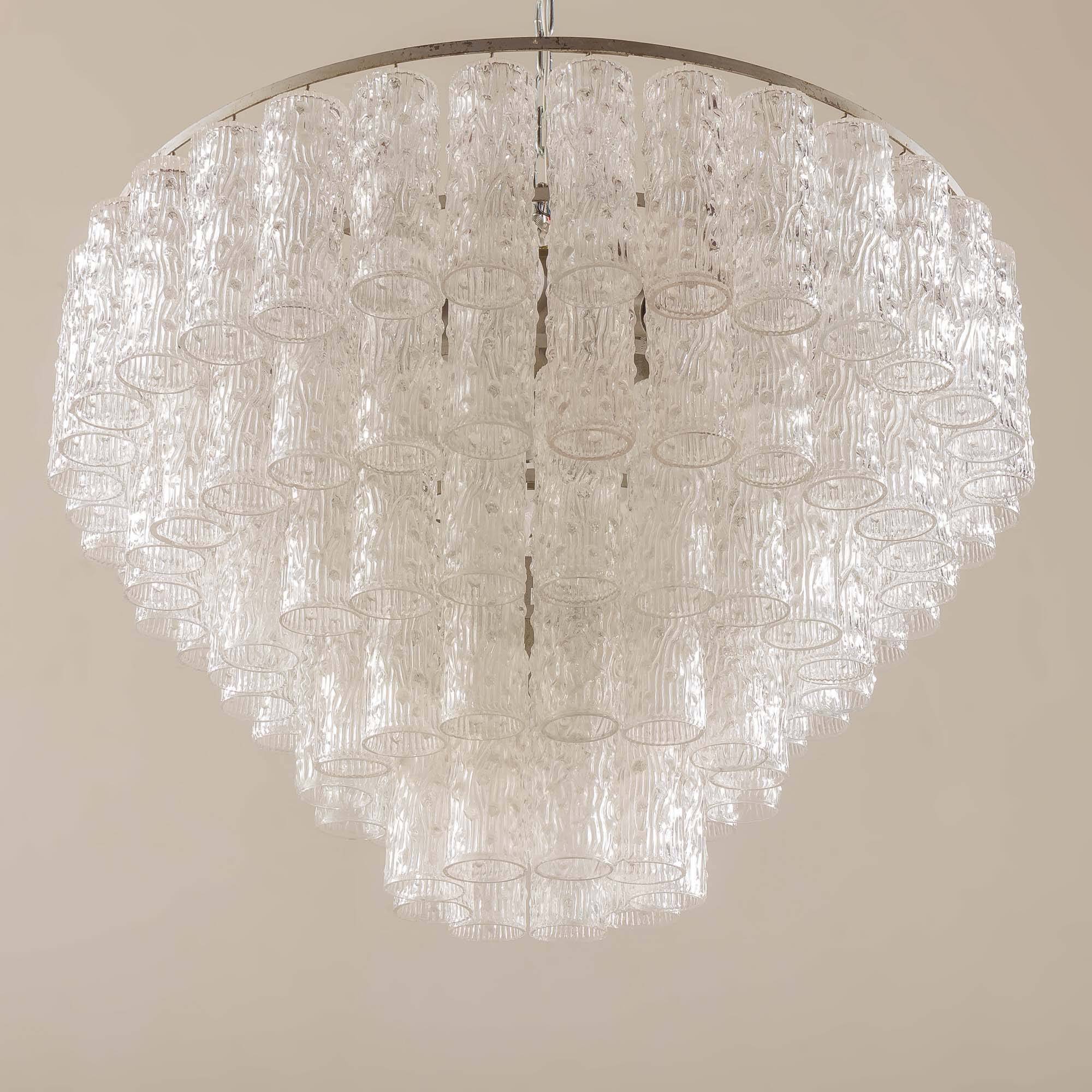 Italian Murano glass chandelier attributed to Venini, 1970s