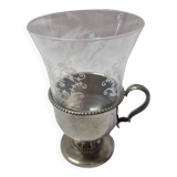 Engraved glass and glass holder early 20th century