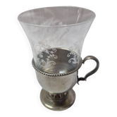 Verre gravé et porte-verre début XXéme