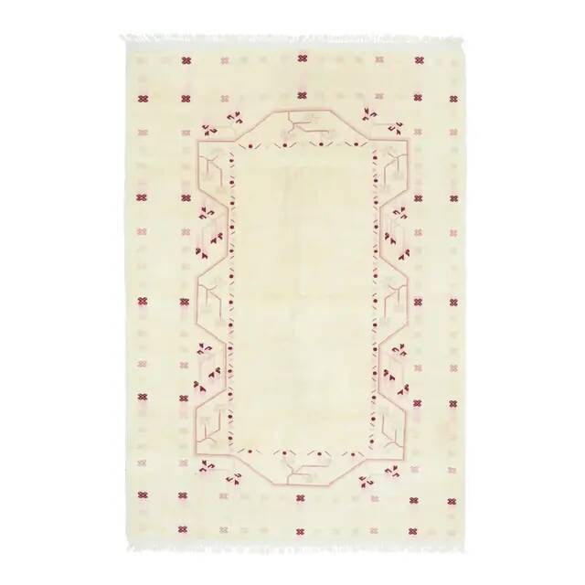 1970s vintage Turkish Oushak handmade wool cotton beige area rug 176x267