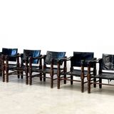 Fauteuils safari vintage en cuir, 1960
