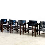 Fauteuils safari vintage en cuir, 1960