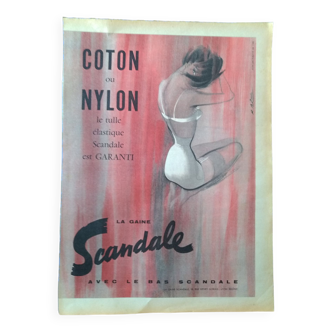 An illustration advertising women's fashion brand Scandale from a period magazine