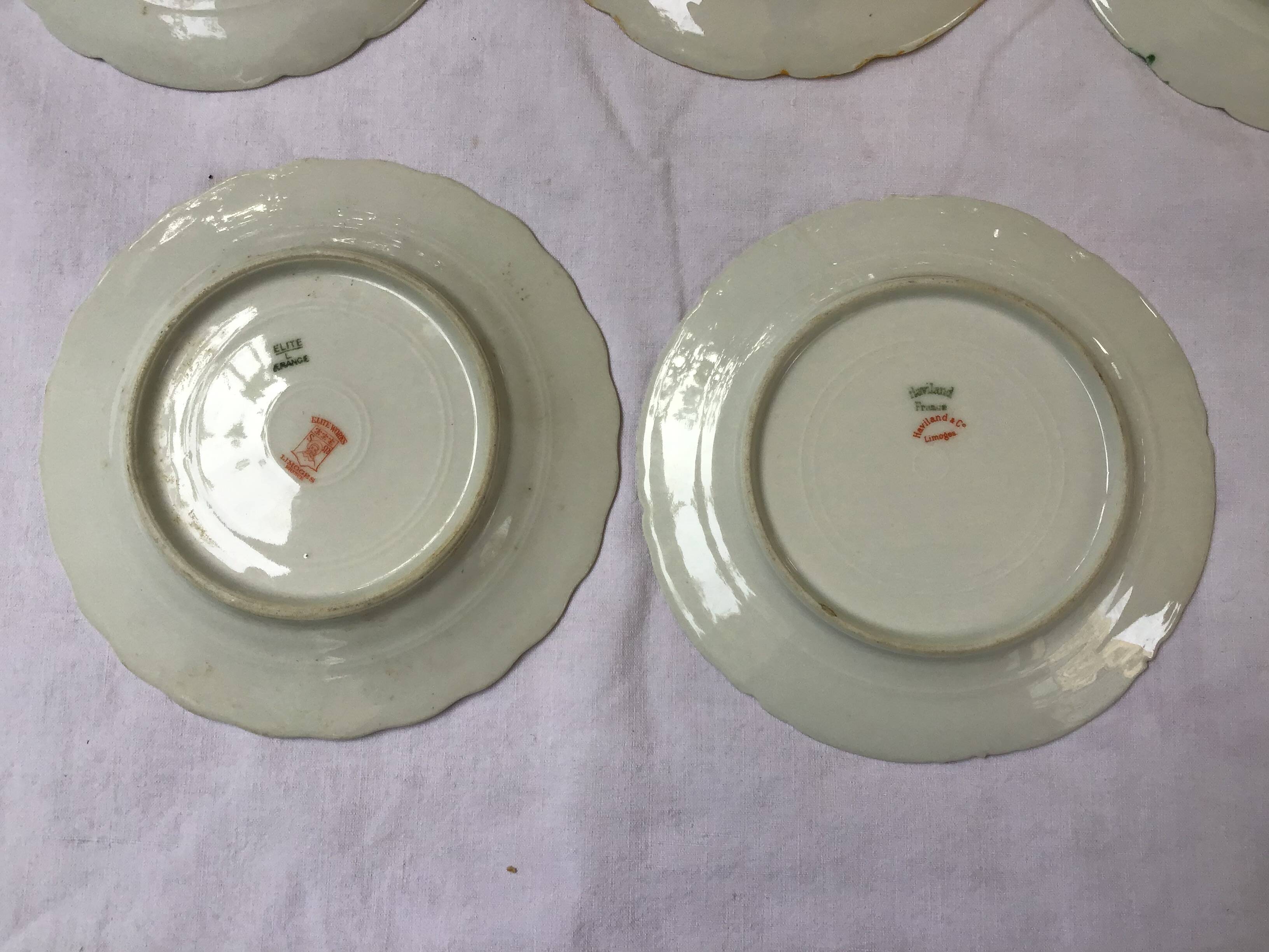 7 small plates in fine Limoges porcelain