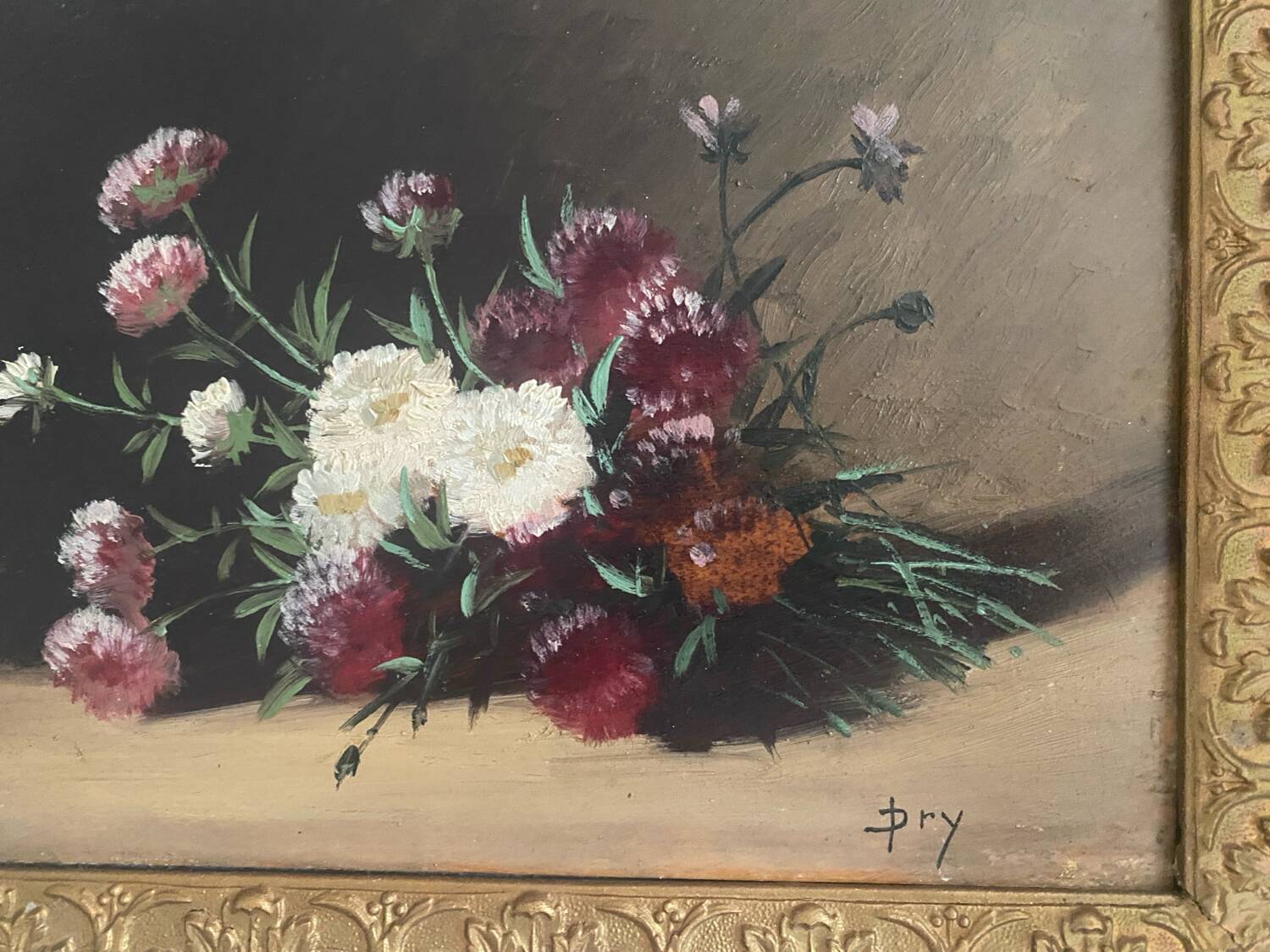 Oil on wooden panel framed, signed old