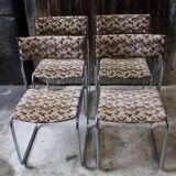Set of 4 chrome and velvet chairs