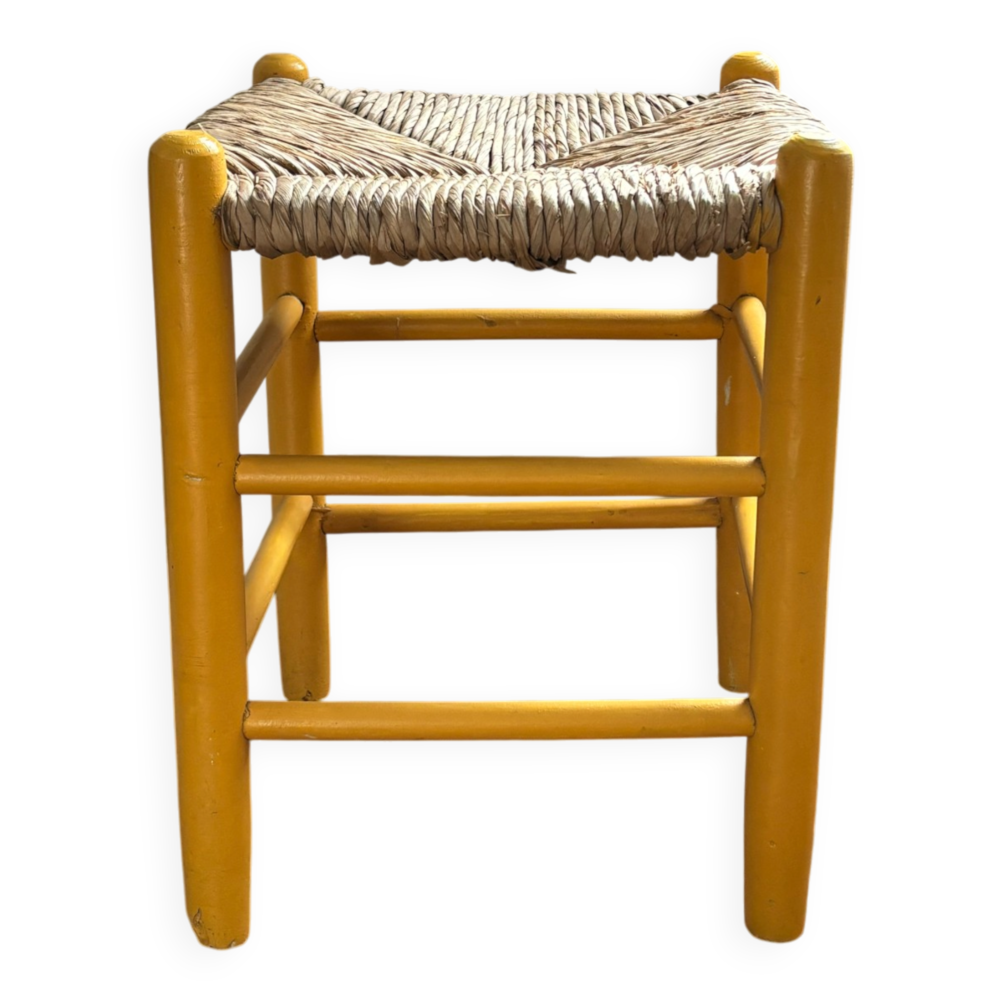 Wood and straw stool