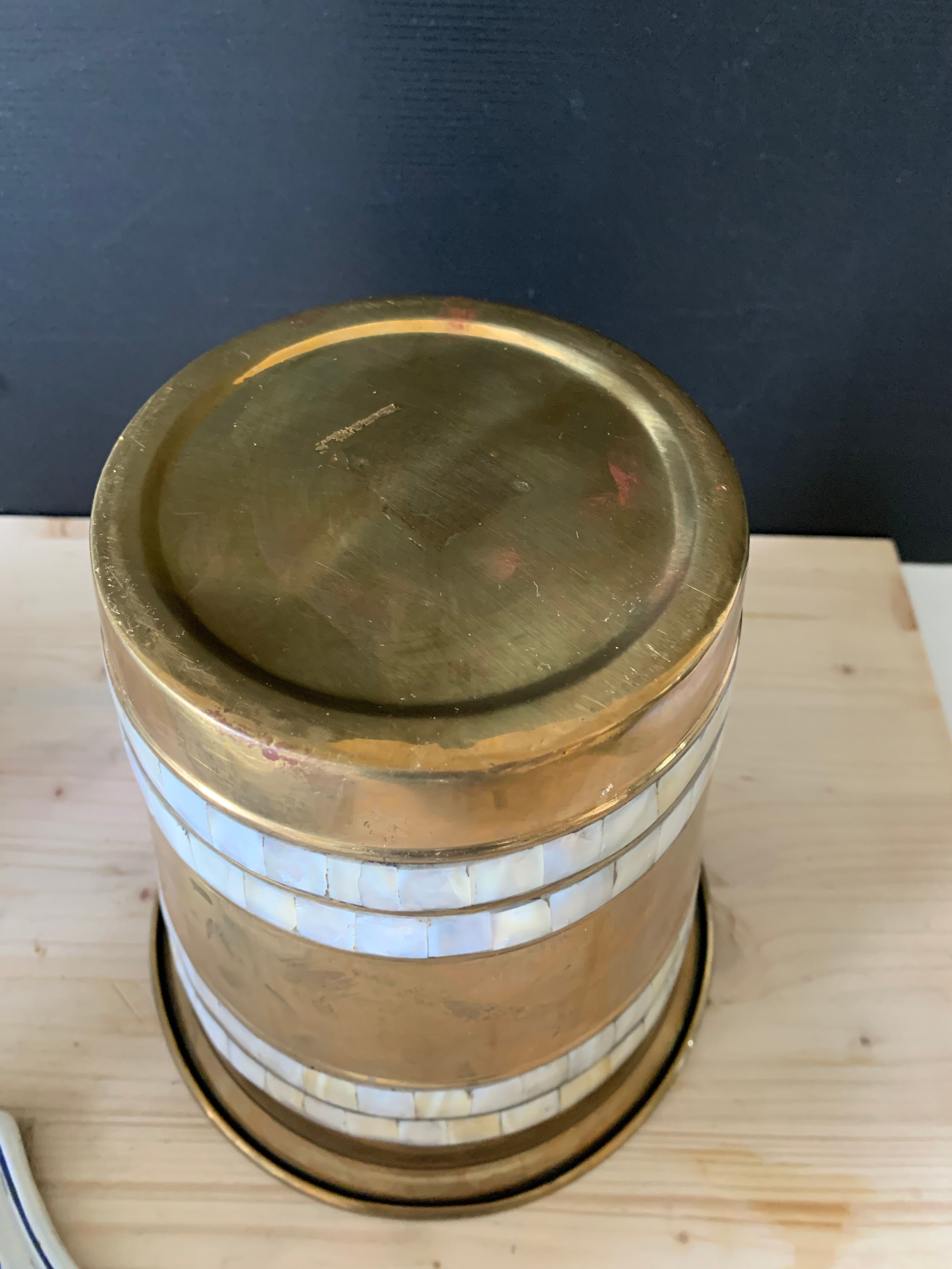 Brass and mother-of-pearl champagne bucket