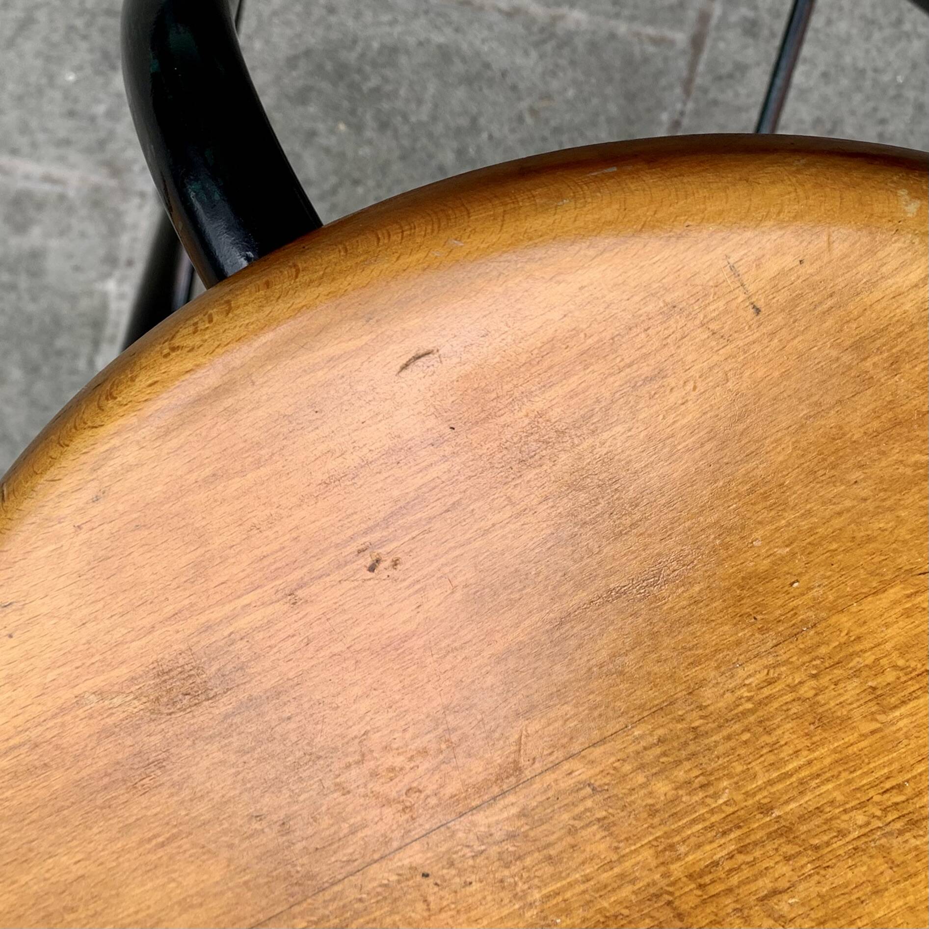 Vintage industrial stool in wood and metal