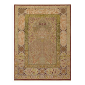 Fine antique Hereke Kum Kapi Ottoman silk rug with metallic thread silk carpet.