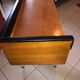 Teak and imitation leather sideboard with 2 drawers