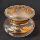 Art nouveau satin glass candy dish with enamel painted floral decor