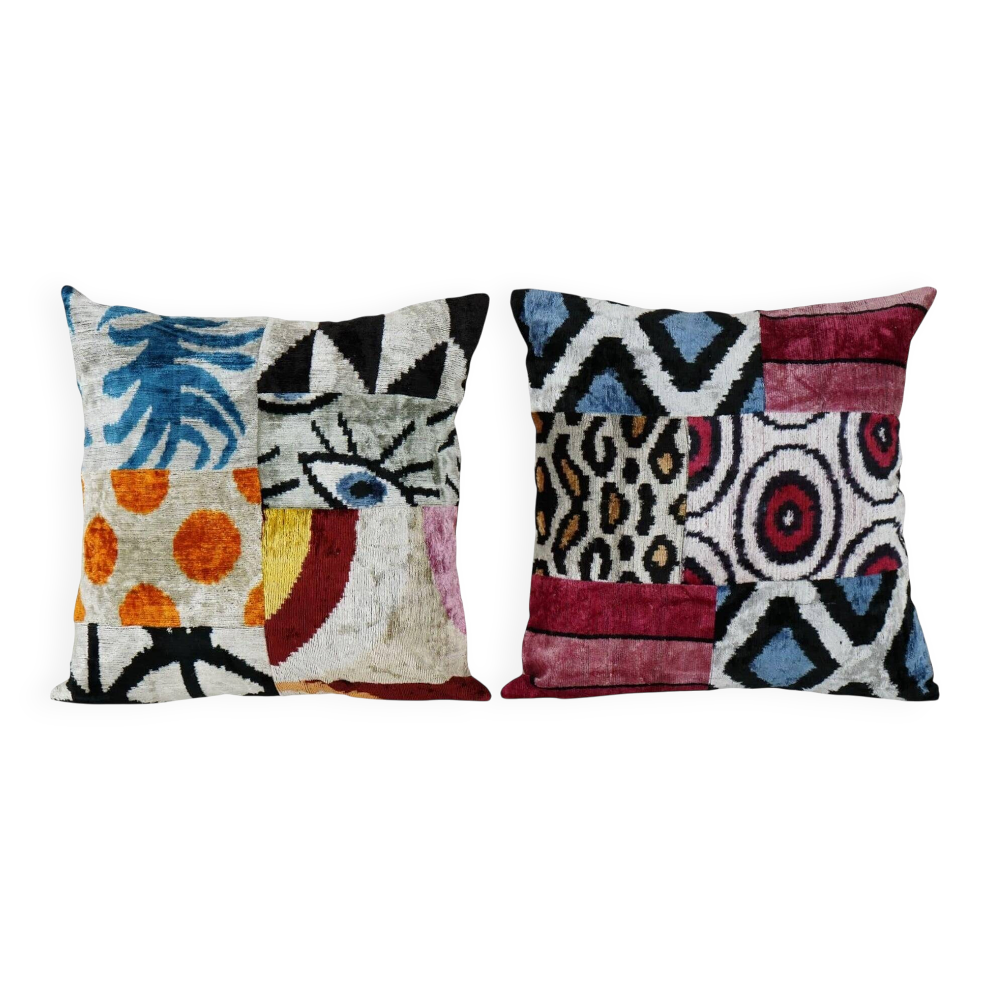 Set of 2 vintage ikat cushion covers 48x48 cm