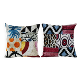 Set of 2 vintage ikat cushion covers 48x48 cm