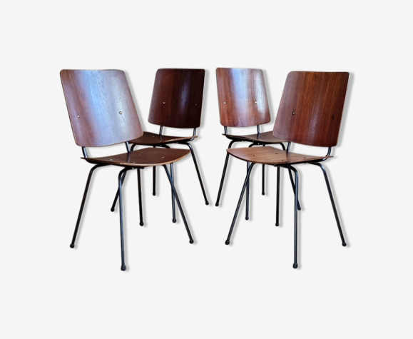 Set 4 chaises tonneau baumann bristol années 60/70 | Selency