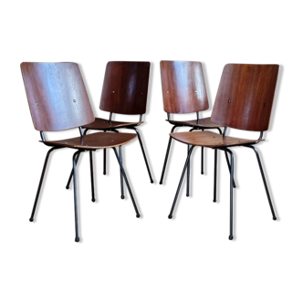 Set 4 chairs barrel baumann bristol years 60/70