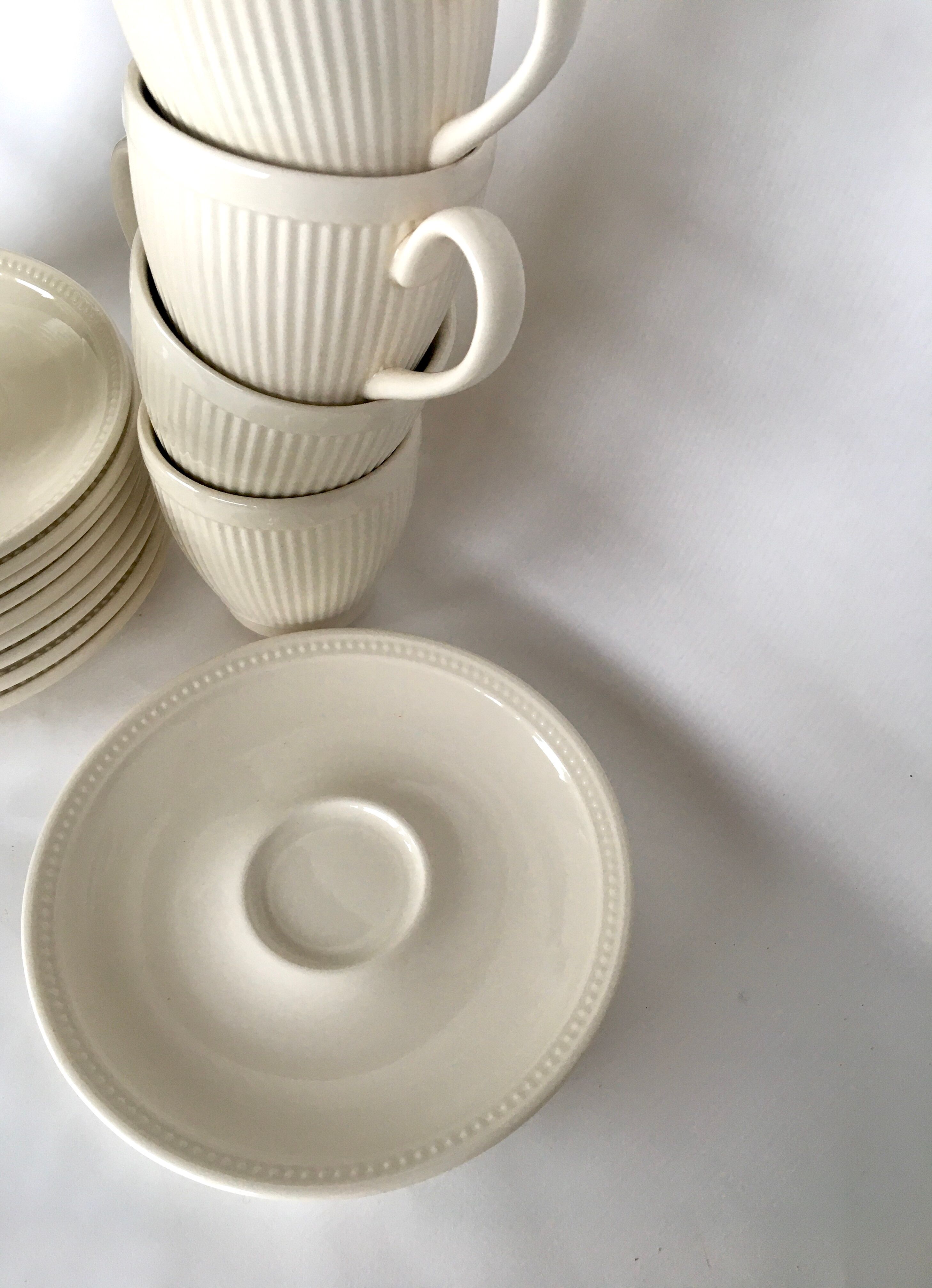 Ten English cups and saucers