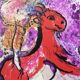 Marc chagall : l'ecuyère au cheval rouge - lithographie originale