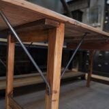 Table de travail vintage en sapin et en métal années 30