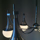 Chandelier 6 lights chrome aluminum and opaline satin Maison Sciolari 1960