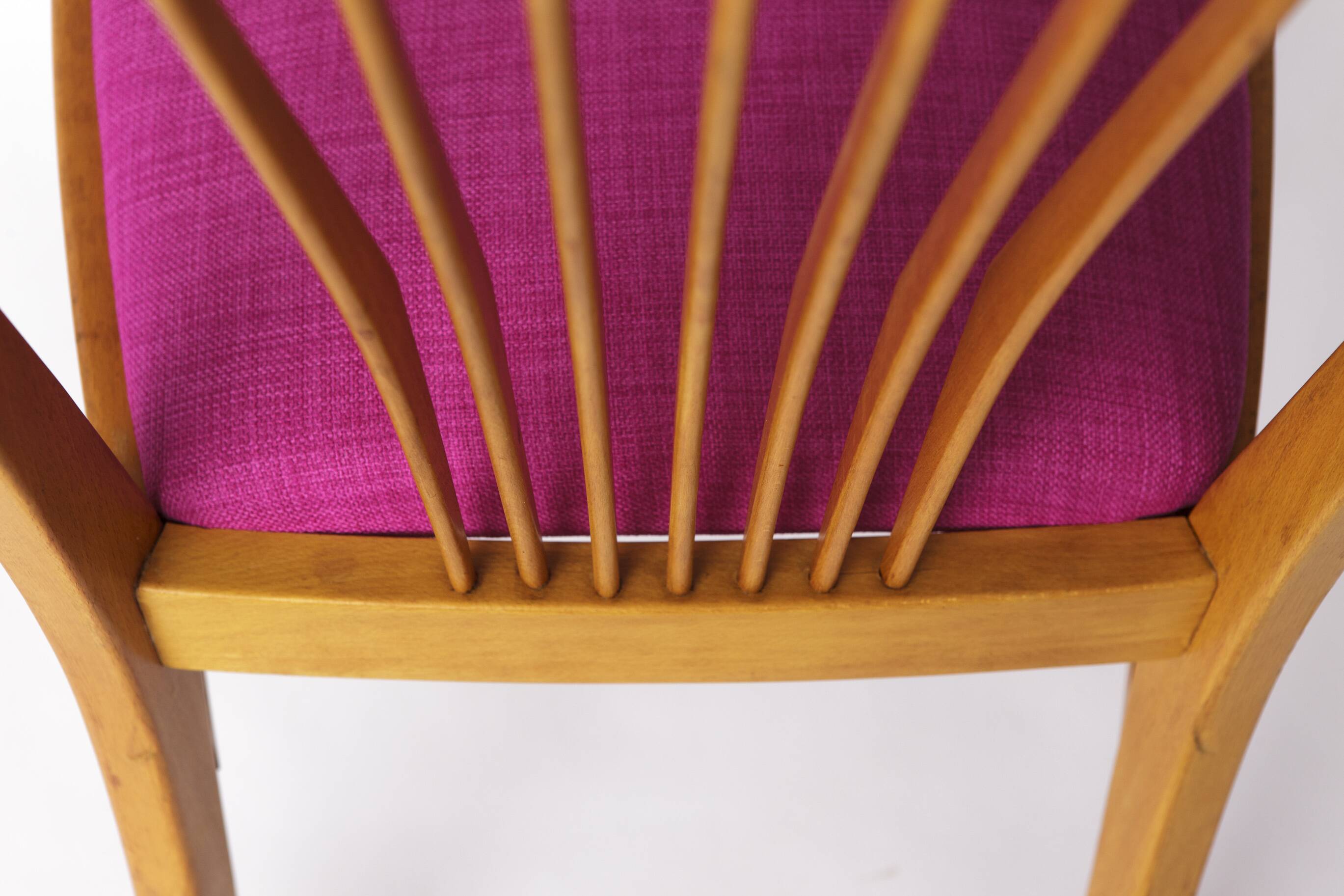 Vintage Magenta Upholstered Beech Dining Chair – Germany, 1960s–1970s
