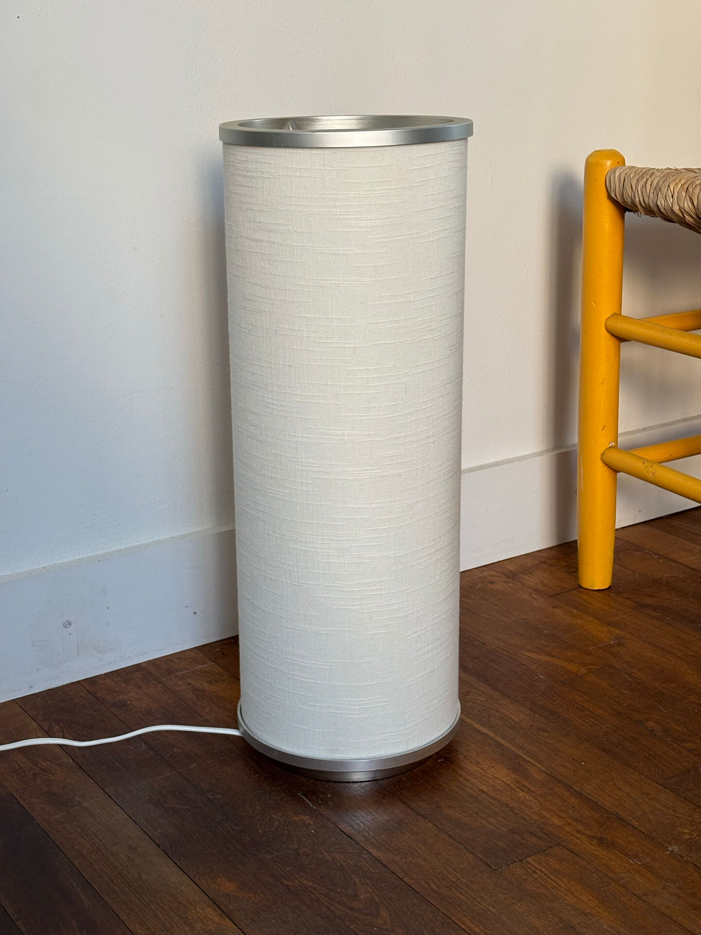 Linen and metal floor lamp