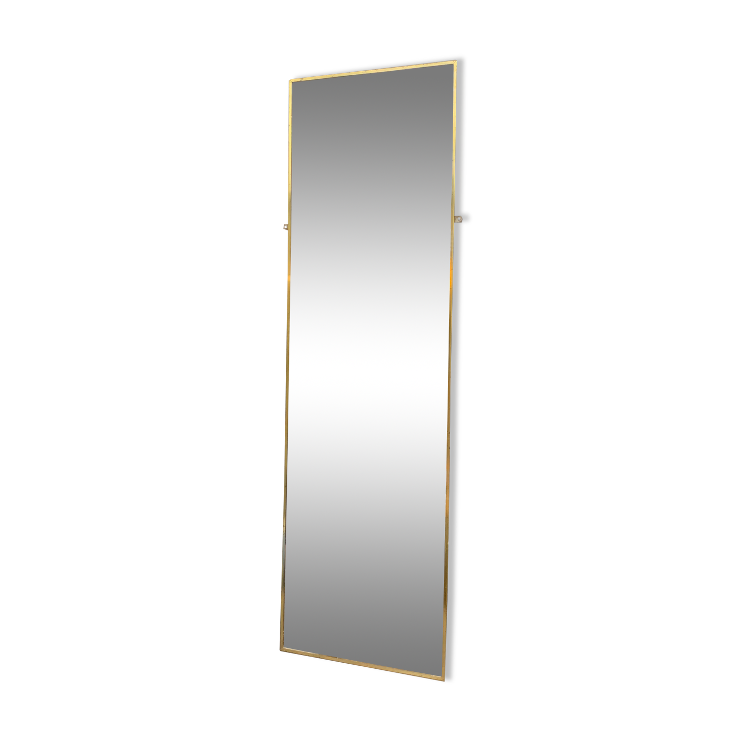 Mirror of two, narrow glass in gold metal 1950