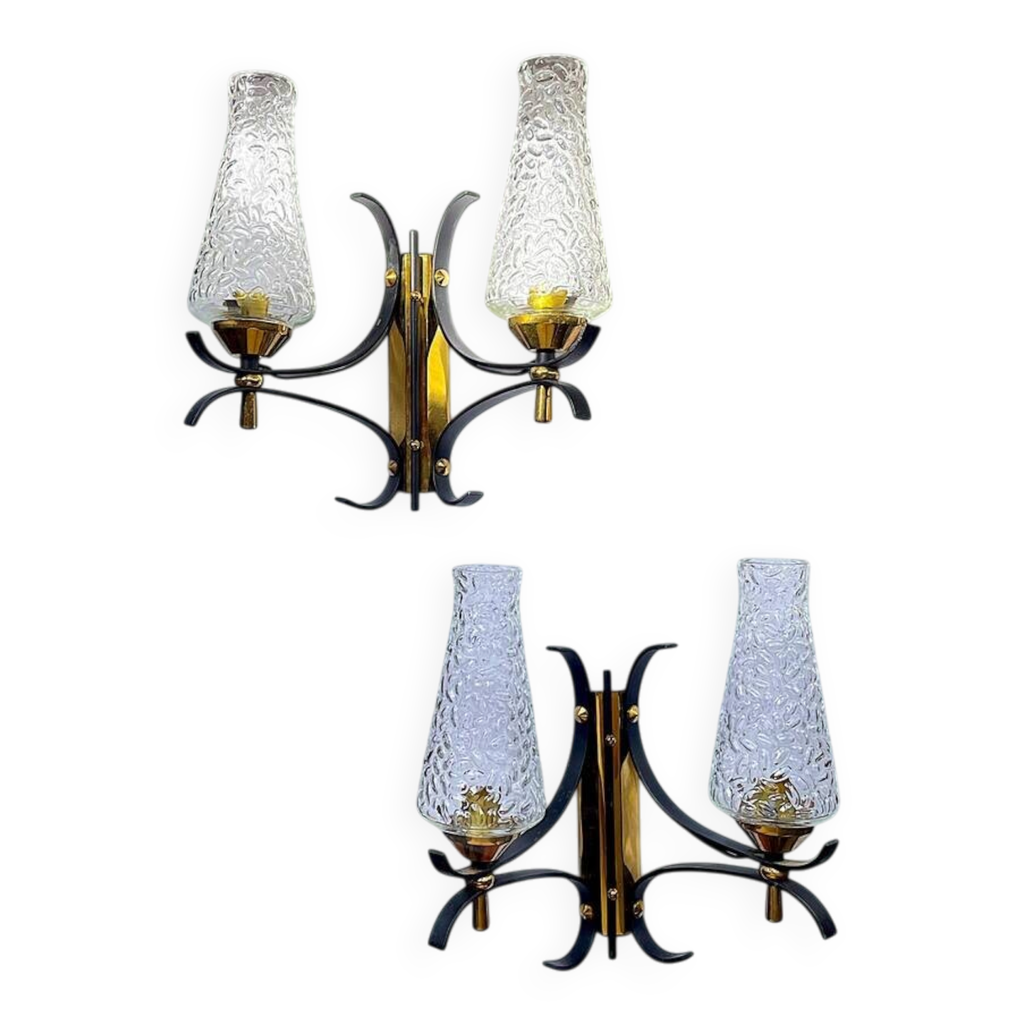 Pair Mid Century Itaian Modern  double wall sconce